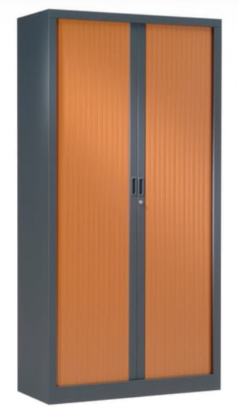 Armoire Liora, 4 portes, 2 tiroirs, 180 x 58 x 198.5, Bois massif /  Anthracite Moderne - Interlink
