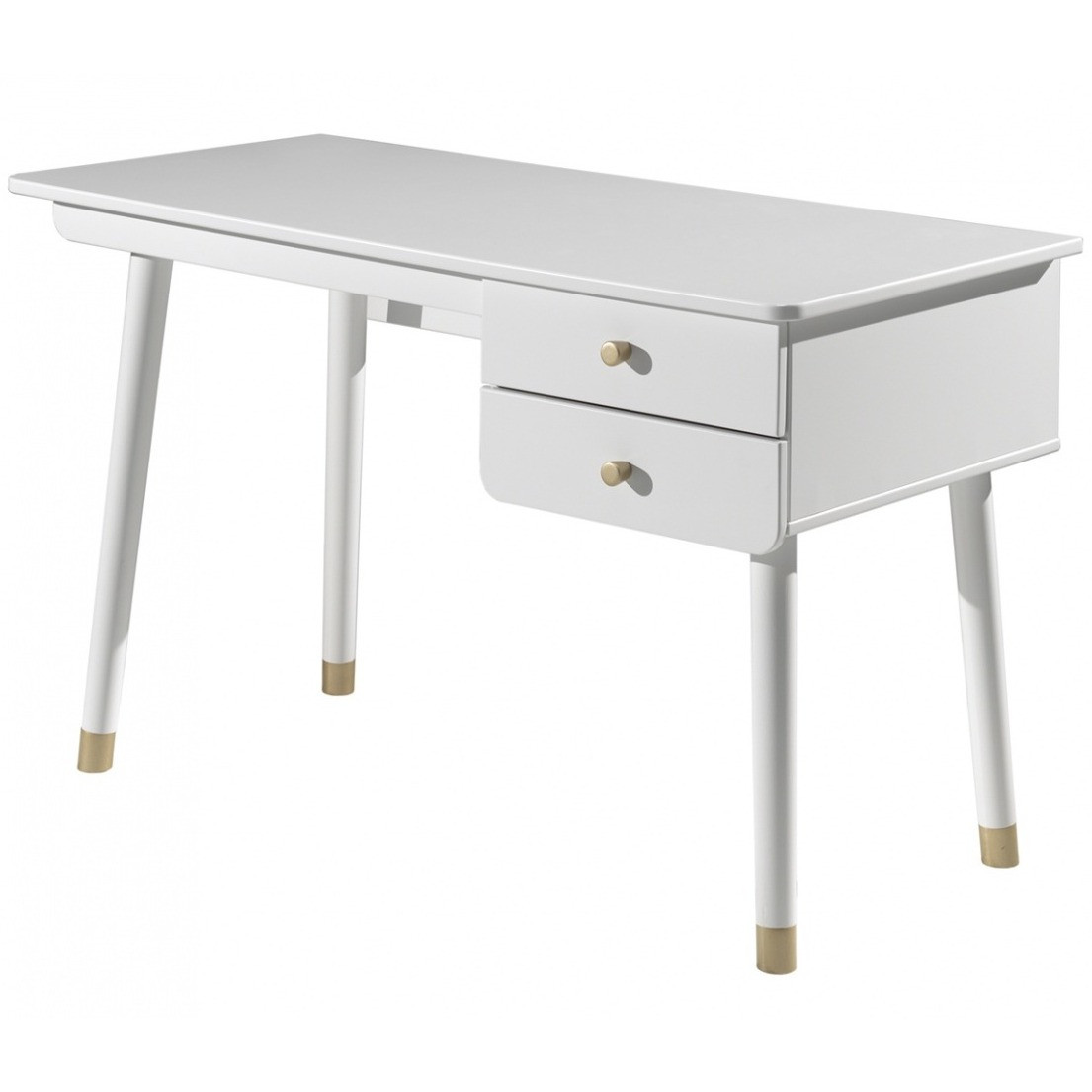Vipack Bureau Enfant 2 Tiroirs Bois Blanc Satine Funy Lestendances Fr