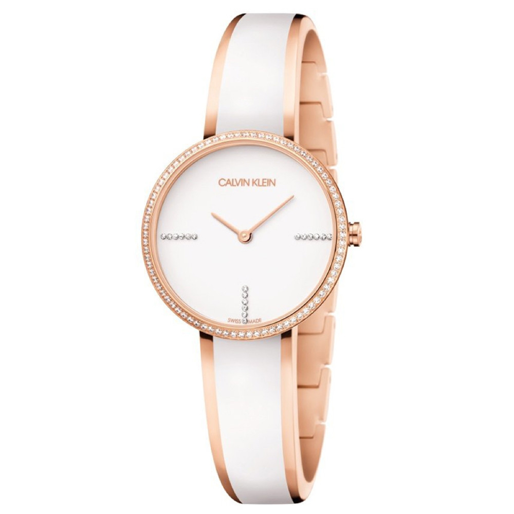 Calvin Klein Seduce Seduction White Dial Two Tone Steel Strap Watch for Women - K4E2NX1T