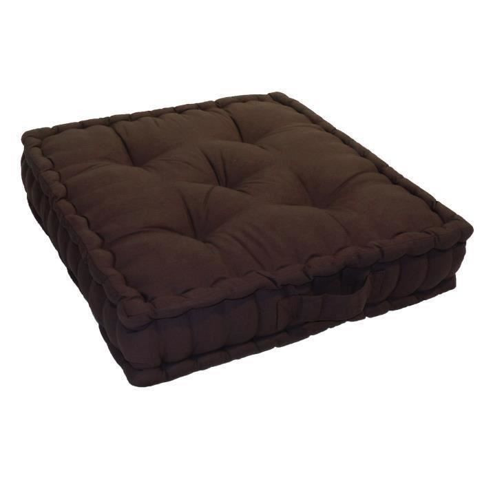 Coussin de sol Grand Format 100% Coton 60x60x15 cm CHOCOLAT