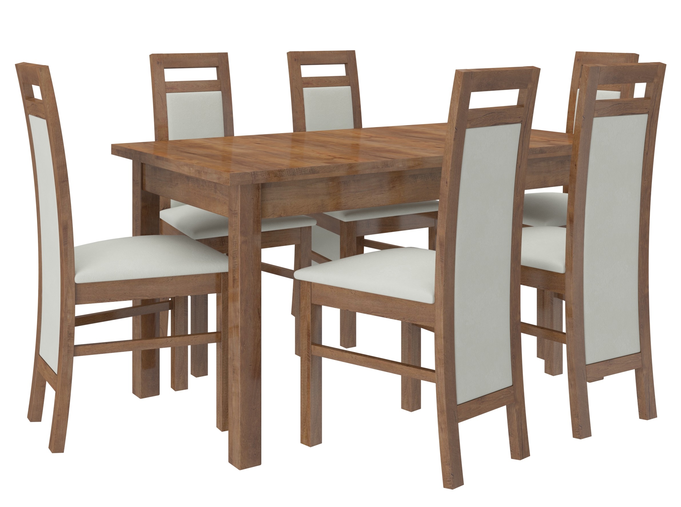 ENSEMBLE table repas + 6 chaises coloris marron foncé