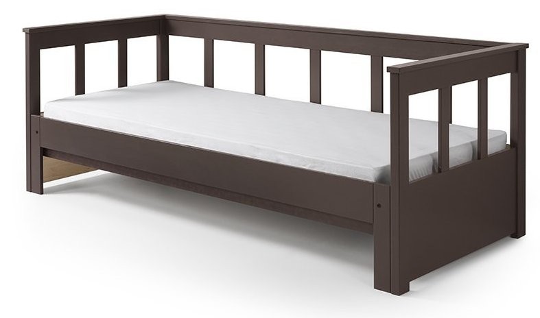 Lit Banquette Extensible Pin Massif, Twin Size Day Bed With Front Guard Rail