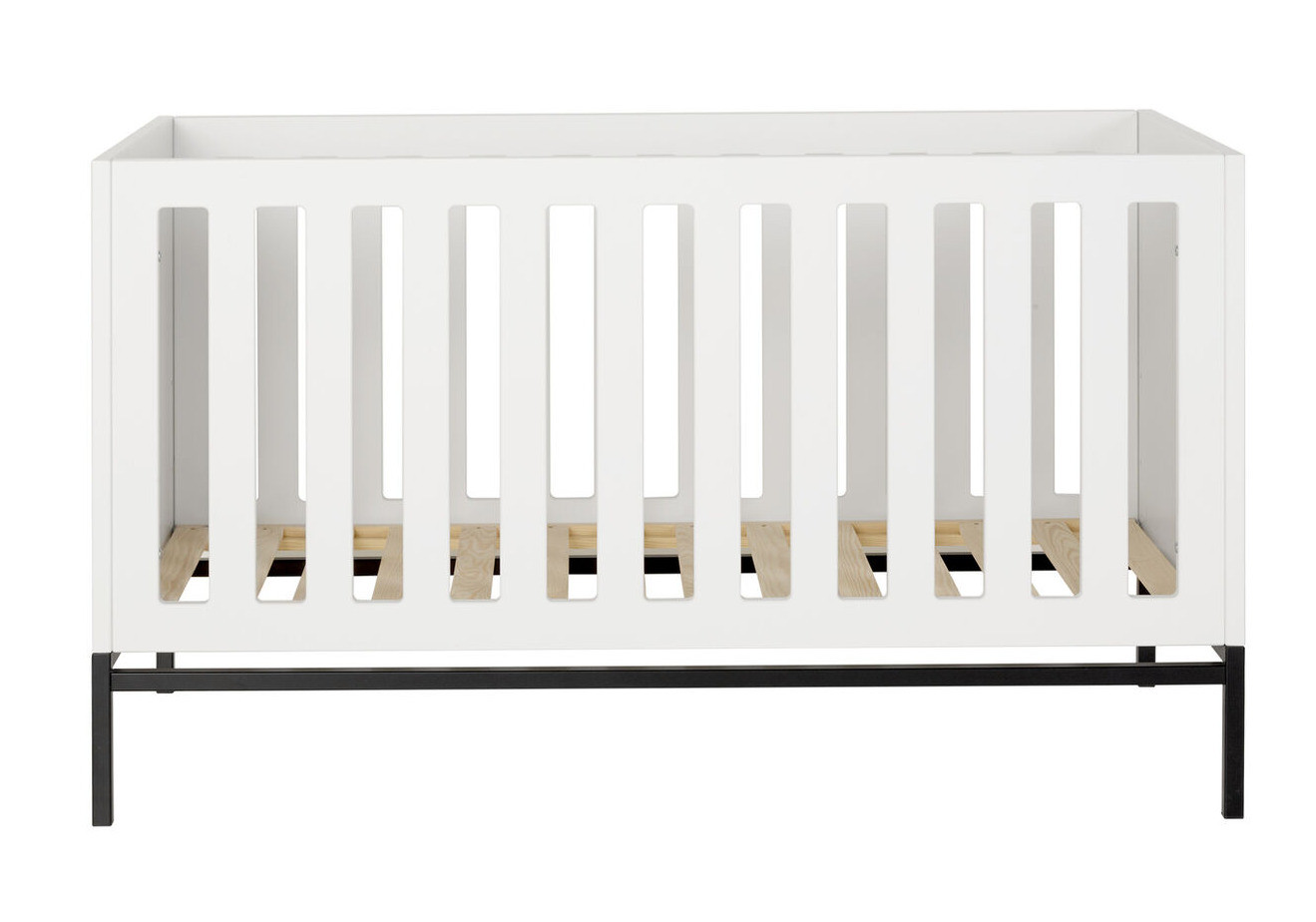 Quax Lit Bebe Evolutif 70x140 Cm Bois Blanc Et Pieds Metal Noir Vania Lestendances Fr