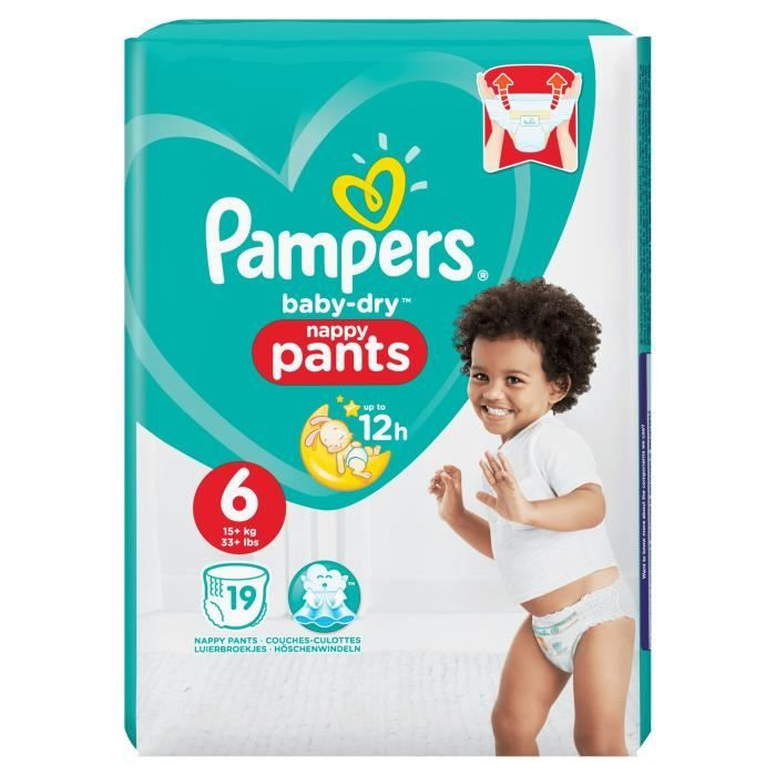 PAMPERS : Baby-Dry Pants - Couches-culottes taille 6 (14-19 kg) -  chronodrive