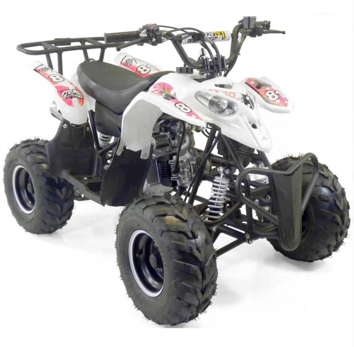 Quad 110cc Sportif luxe 7" semi automatique blanc et rose