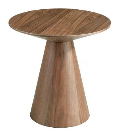Table D'Appoint Ronde En Bois Massif - 50 Cm De Diamètre, Style Moderne Pour Salon, Chambre, Petit Espace (Couleur Noyer)