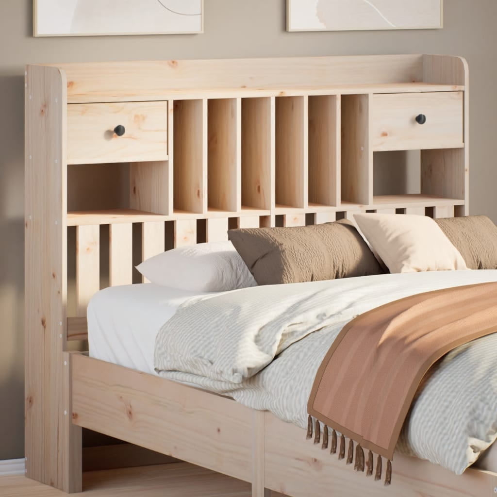 Tête De Lit Avec Rangement En Pin Massif 120 Cm - 6 Compartiments, Design Sur Pied, Pas Besoin De Fixation Murale